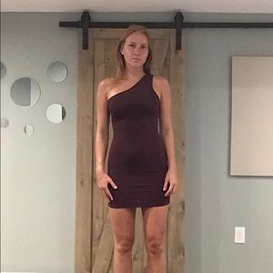 Burgundy one shoulder dress